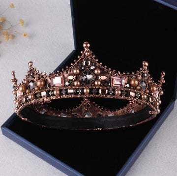 Baroque Black Crystal Pearl Bridal Tiaras Crown Rhinestone Pageant Diadem Bride Headband Wedding Hair Accessories Tiara De Noiva daiiibabyyy
